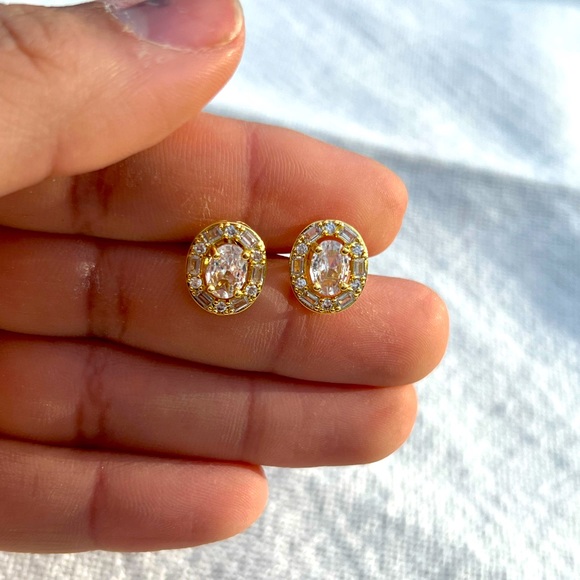 Gold Filled Cubic Zirconia Earrings - Picture 6 of 6